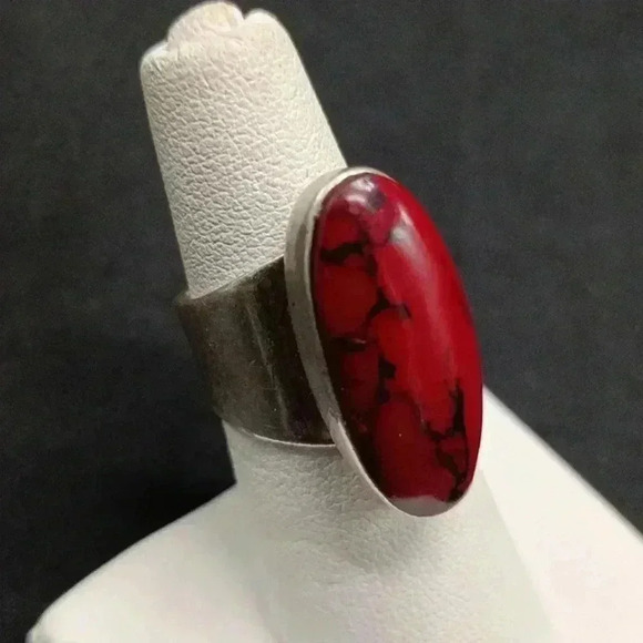 Red Jasper Sterling Silver Mexico Ring - Picture 1 of 4